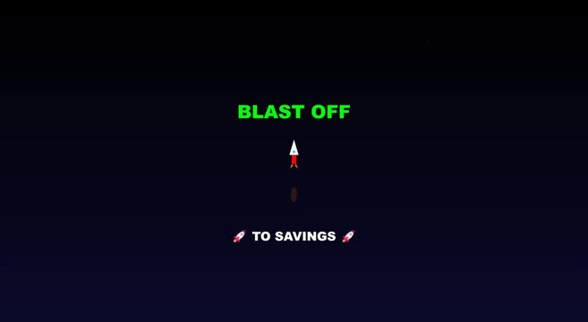 Blast off to savings rocket animation for financial marketing animation