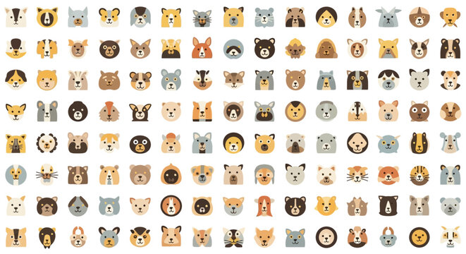 Collection of various animal and clock icons in a seamless pattern.
