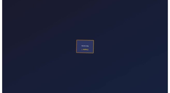 Chapter 1 new journey rotating minimalist text card on dark animation