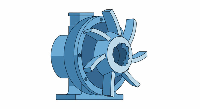 Simplified blue illustration of a centrifugal pump impeller