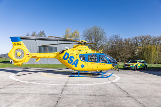 Eurocopter EC135 Ambulance Emergency Helicopter in Czech Republic Delta System Air Helicopter Emergency Medical Services