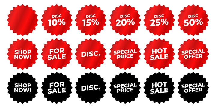 Discount Sale Badge Collection Promotional Label Sticker Vector Set