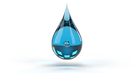 Fototapeta premium Crystal Clear Blue Water Droplet with Reflections.