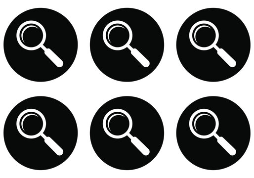 Magnifying glass icon premium round button set representing search zoom discovery exploration interface tools for apps websites UI UX modern circular design