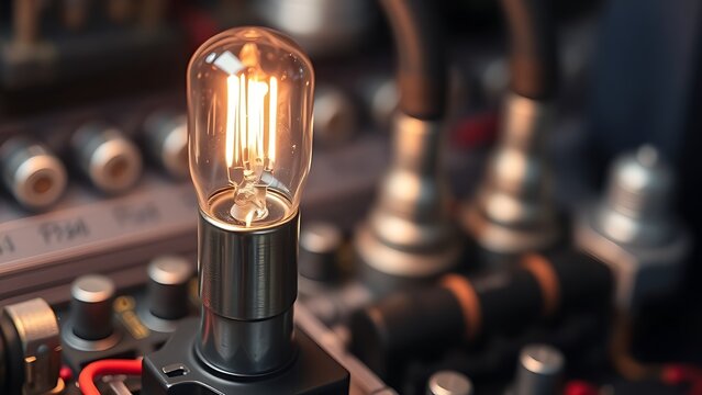 eeprom. Industrial fuse tube glowing on a circuit board with electrical components. symbolizing technological progress and responsible innovation.
