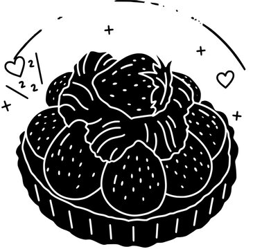 fruit illustration rhubarb silhouette dessert logo homemade icon strawberry outline sweet pie pastry food red cake summer sugar fresh shape pudding vector graphic background