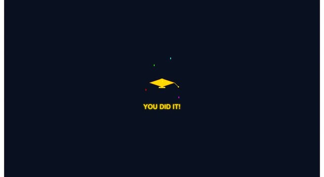 Graduation cap animation with you did it text for academic animation