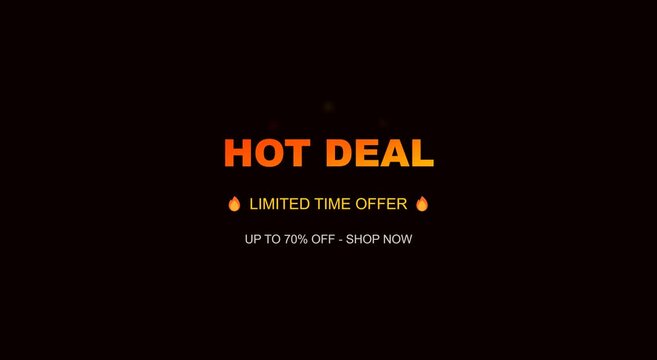 Hot deal limited time offer 70 percent off sales promotion animation