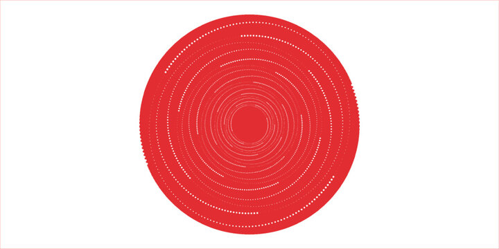 design template Japanese flag symbol of rising sun. Red circle in grunge style on white background.