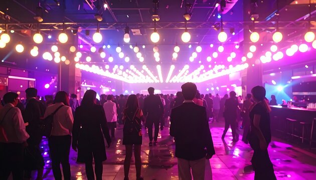 People dancing at a vibrant nightclub.