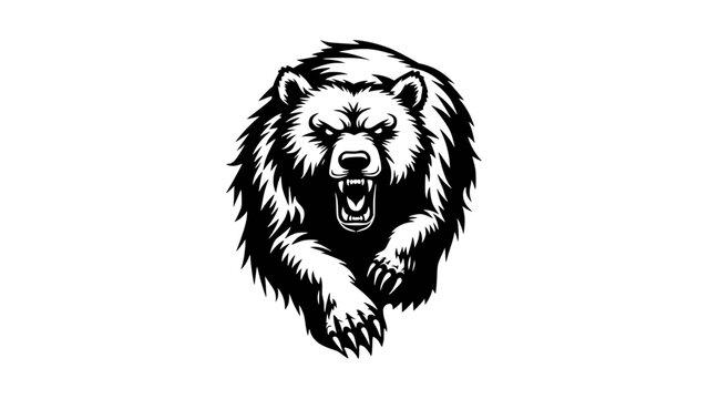 Furious Grizzly Bear Attack Pose Illustration for Sport Mascot or Logo