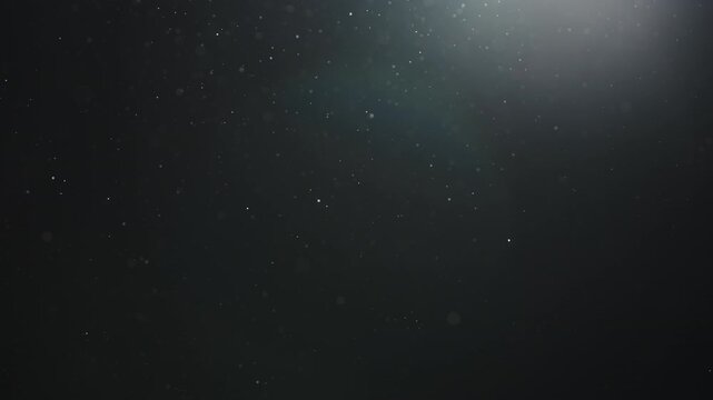Slow motion real dust particles floating mid air over dark background
