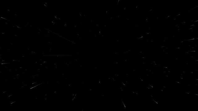 4K Hyperspace Warp Speed Starfield on Black Background