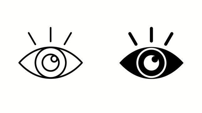 Two eye icons, one outlined and one filled, representing vision and observation