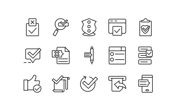 Checkmark line vector icon collection