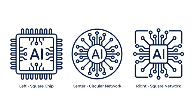 Ai chips and network icons representing artificial intelligence with processor