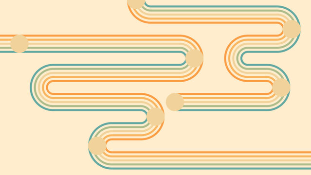 Abstract background of rainbow groovy Wavy Line design in 1970s Hippie Retro style. Vector pattern ready to use for cloth, textile, wrap and other.