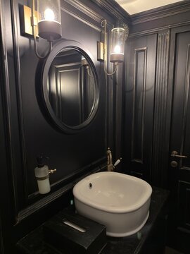 Luxury Dark Bathroom Interior with Elegant Black Wall Design