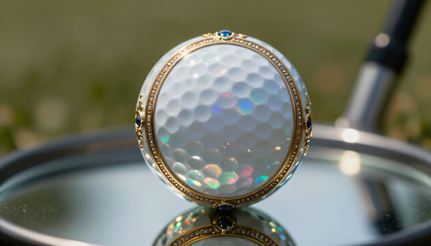 Luxuri&ouml;ser Golfball mit Gold und Edelsteinen