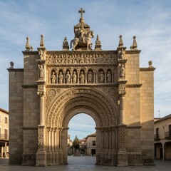Obraz premium Spectacular Stone Archway of the Historic City of Zamora, Spain.