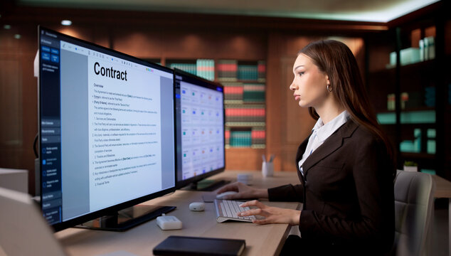 Female Lawyer Reviewing Legal Contract