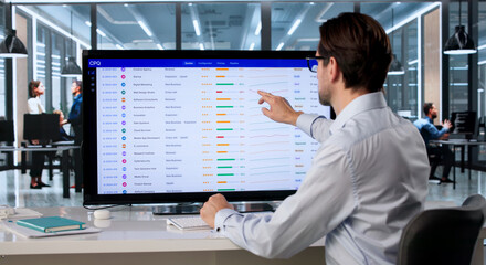 Naklejka premium Experienced Sales Manager Configures Pricing Software