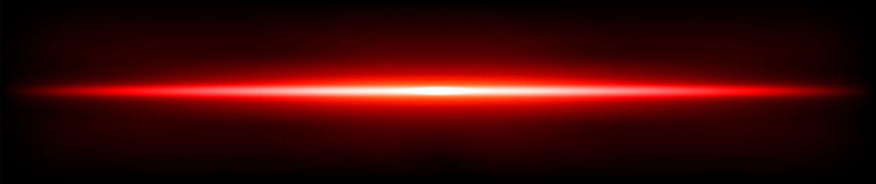 Red light flare, laser flash light streak ray.