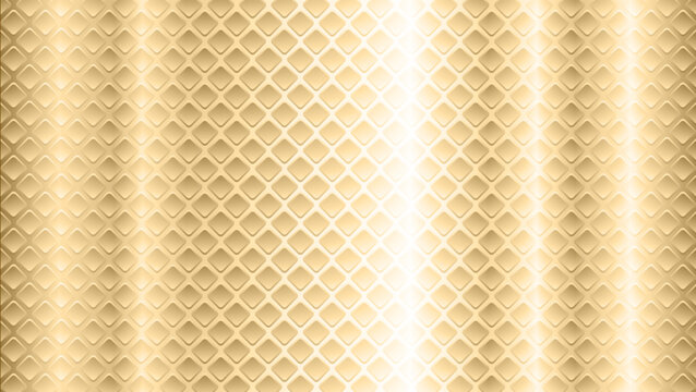 Abstract beige background with hexagonal texture, shiny honeycomb pattern 3D background.