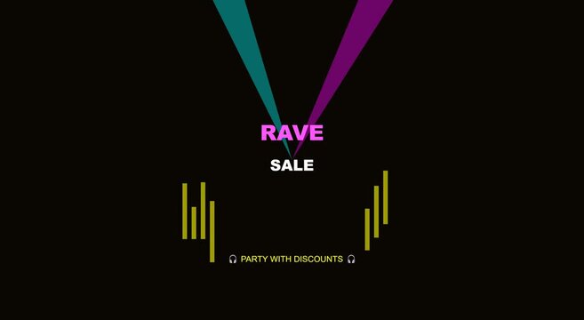 Rave sale party with discounts animated motion animation background