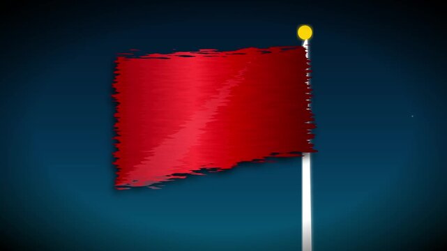Red Flag Grunge Brush Stroke Waving Animation