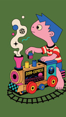 Fototapeta premium 2099-Express Train with Boy