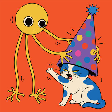 Grumpy Cat with Birthday Hat