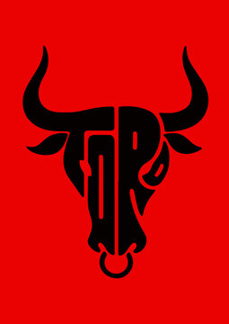 Bull Head Logo with Toro Text Typography Illustration