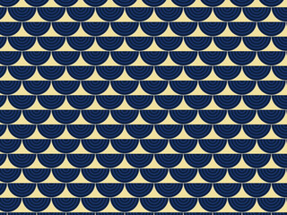 Classic Seigaiha Scale Pattern Japanese Wave Textile © iushakovsky