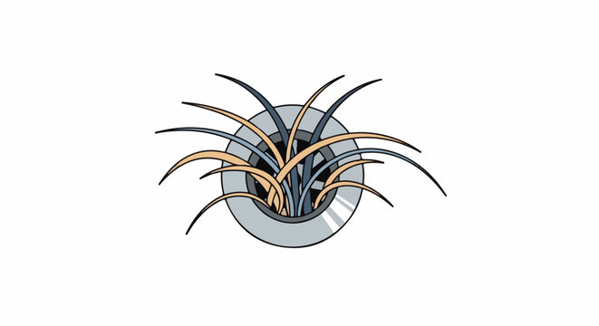 Stylized illustration of grass growing in a drainpipe