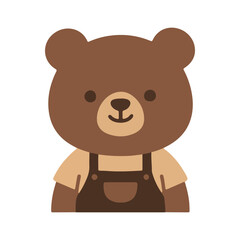 Obraz premium Cute Bear Barista Wearing Apron Portrait Flat Vector Illustration
