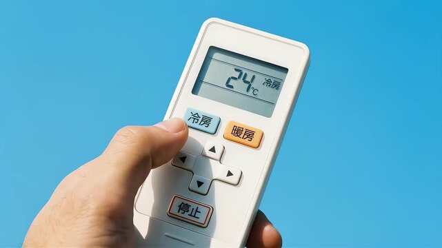 エアコンのリモコン操作（冷房24度設定）