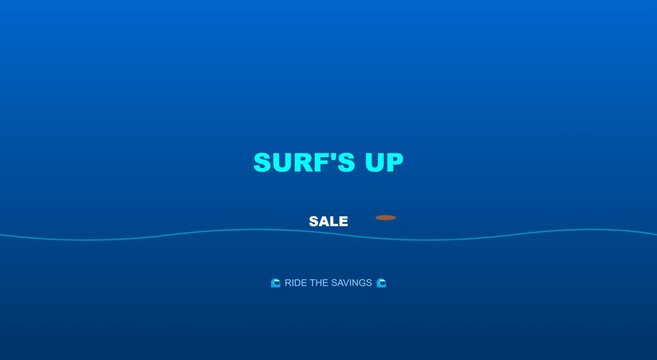 Surf's up sale motion dynamic ocean wave promotional animation background