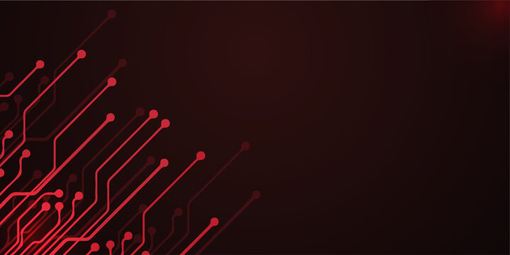 Abstract Red Technology Circuit Background with Glowing Digital Lines. suit for banner, web, brochure, presentation, website and poster