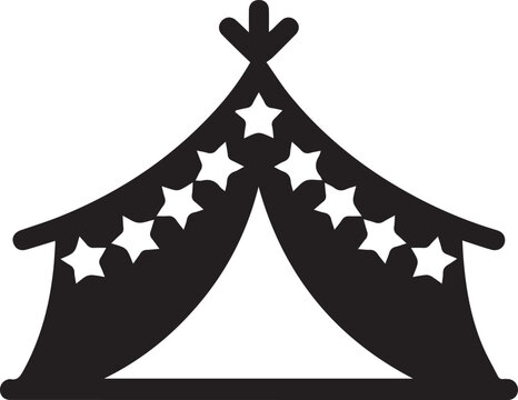 Native american indian wigwam or teepee icon with stars, tribal tent structure, traditional shelter.