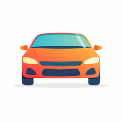 Fototapeta premium Orange Car Front View Illustration