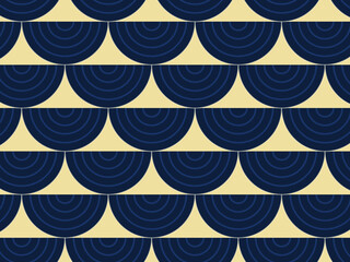 Traditional Japanese Seigaiha Fan Pattern Blue White © iushakovsky