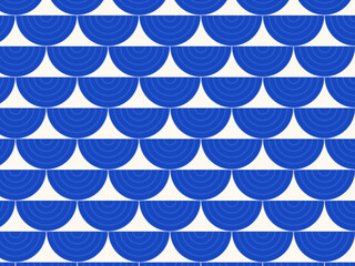 Traditional Japanese Seigaiha Fan Pattern Blue White © iushakovsky