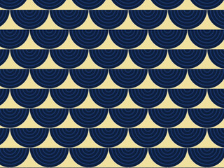 Traditional Japanese Seigaiha Fan Pattern Blue White © iushakovsky