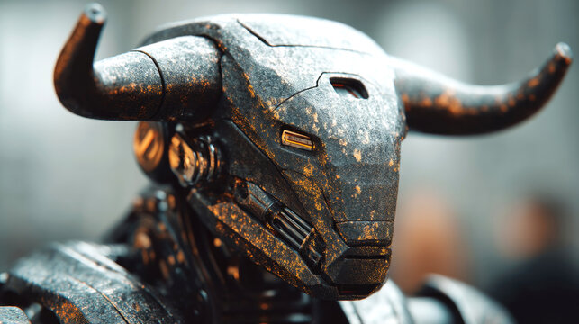 Cybernetic bull illustration &acirc;&euro;&ldquo; metallic robot head