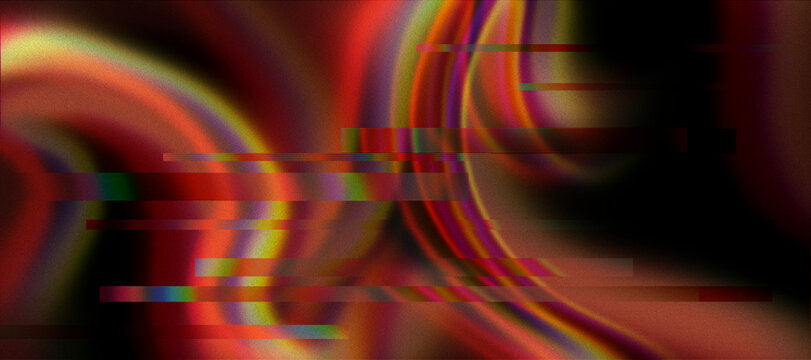 Abstract glitch background with distorted neon waves, VHS scanlines and digital cyberpunk texture
