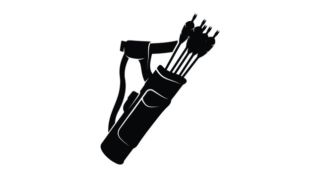 Archery quiver with arrows black silhouette on a white background
