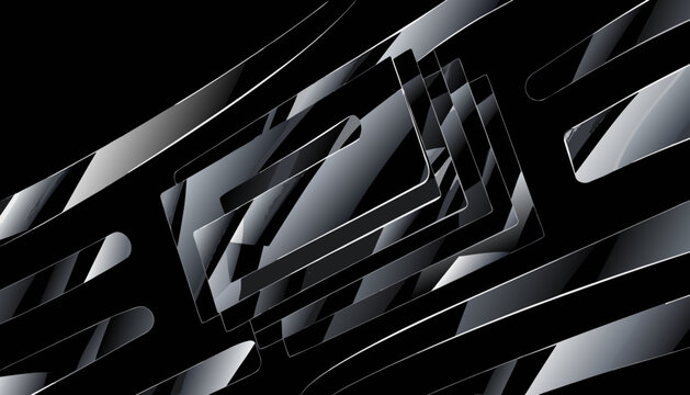 Close-up of a Modern Black Car Grille with Reflective Surface and Intricate Design.