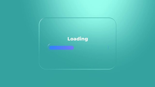 Modern Glassmorphism Loading Bar Animation on Teal Background.