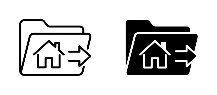 Home Folder Transfer Icons, Real Estate Data Migration, Property Document Management, Digital Asset Organization
